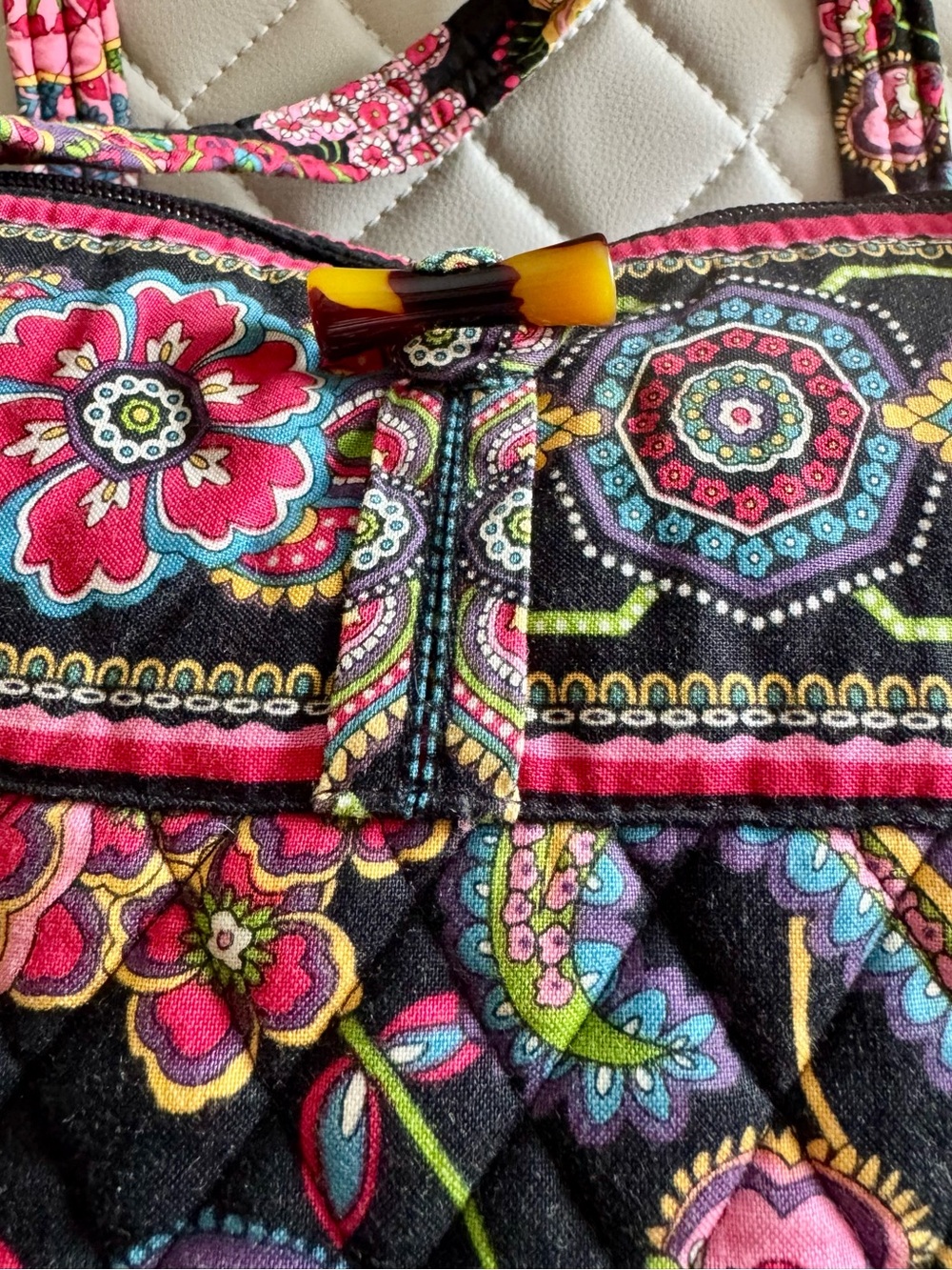 Vera Bradley Black Multi Floral Paisley Quilted Tote - Picture 7 of 9